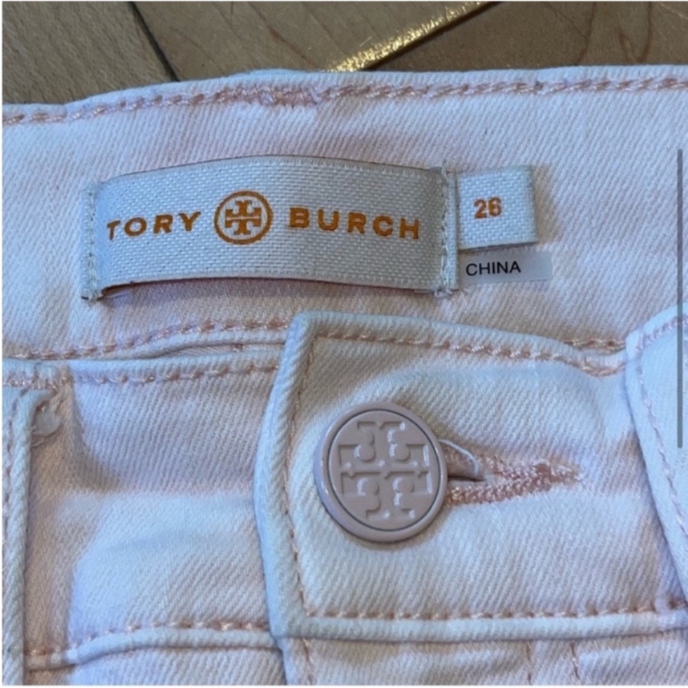 Tory Burch Mara Cropped High Rise Skinny Jeans in Ballet Pink size 26 - Picture 4 of 10